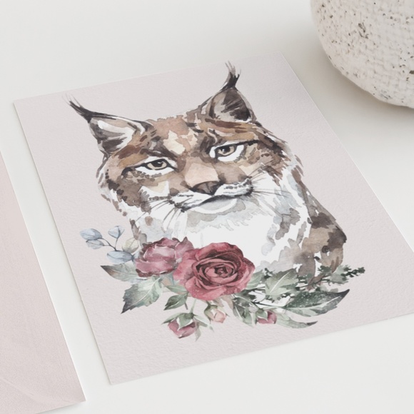 Wall Art Watercolor Lynx Bobcat Illustration Print Poster Unframed - Picture 7 of 17